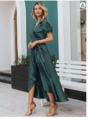 Simplee Apparel Emerald Green High-Low Wrap Dress with Tie Waist Size 3X